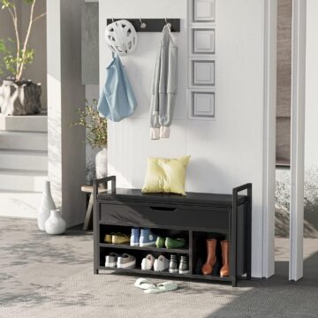 Black Cushion Shoes Bench 0011